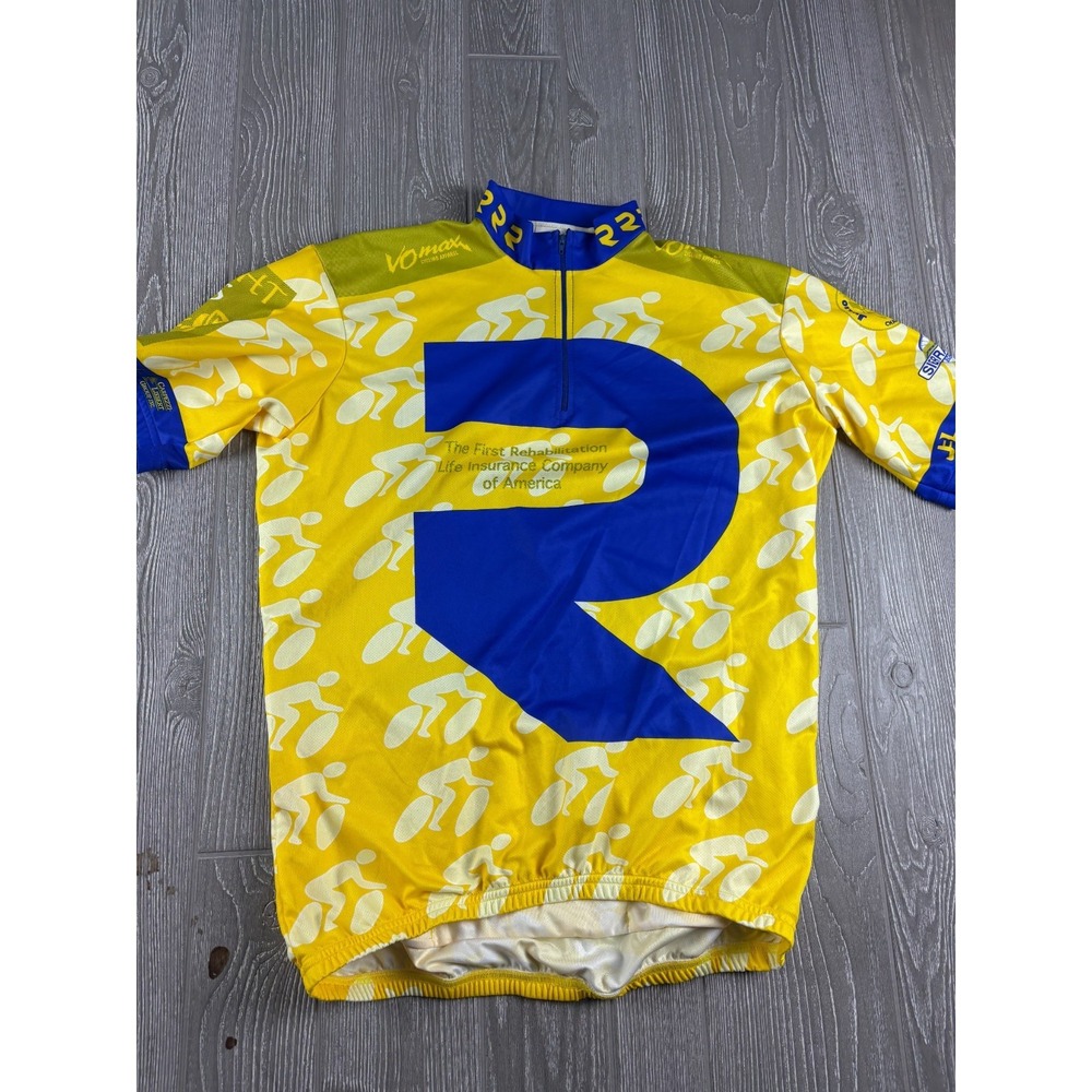 Vomax Mens Cycling Jersey Shirt Size XL Club Colors Yellow And Blue
